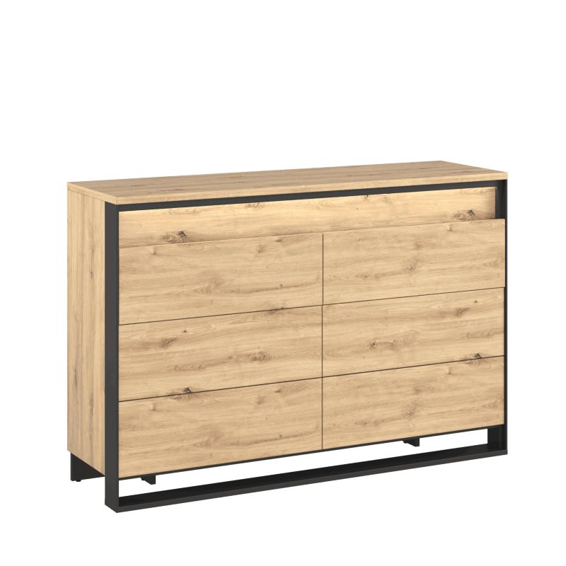 Komoda z szufladami Bettso Quaro stylowa z oświetleniem LED do sypialni dąb artisan 1szt.