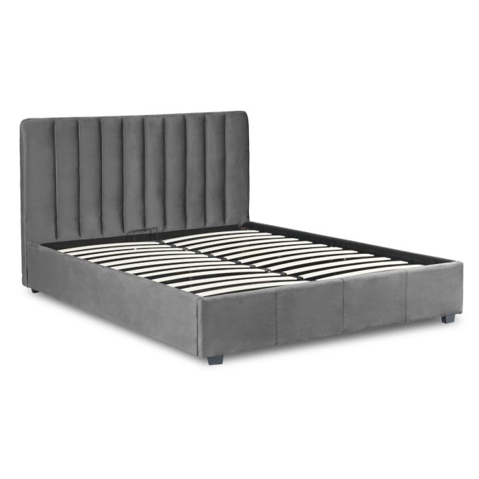 Łóżko 140x200 MARI Mebel Elite Tapicerowane z Pojemnikiem Szare Welur 1 szt
