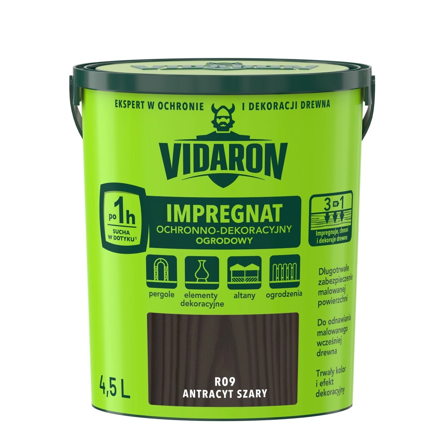 Vidaron Impregnat ogrodowy antracyt szary 4,5 l