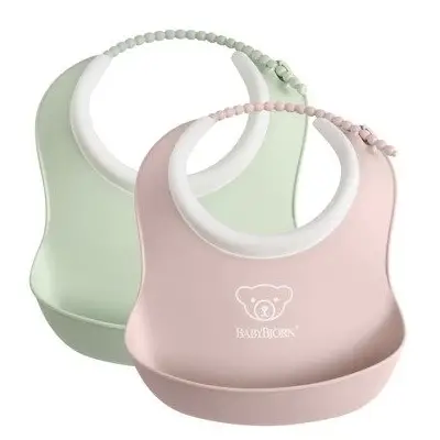BABYBJORN - 2 małe śliniaczki Powder Green/ Powder Pink SC