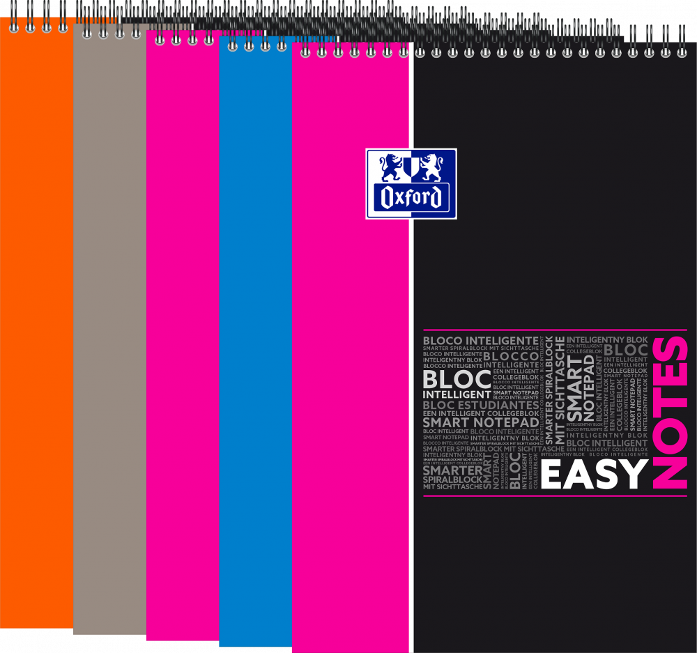 5x Kołonotatnik Oxford Student EasyNotes, A4+, w kratkę, 80 kartek, okładka PP, mix wzorów