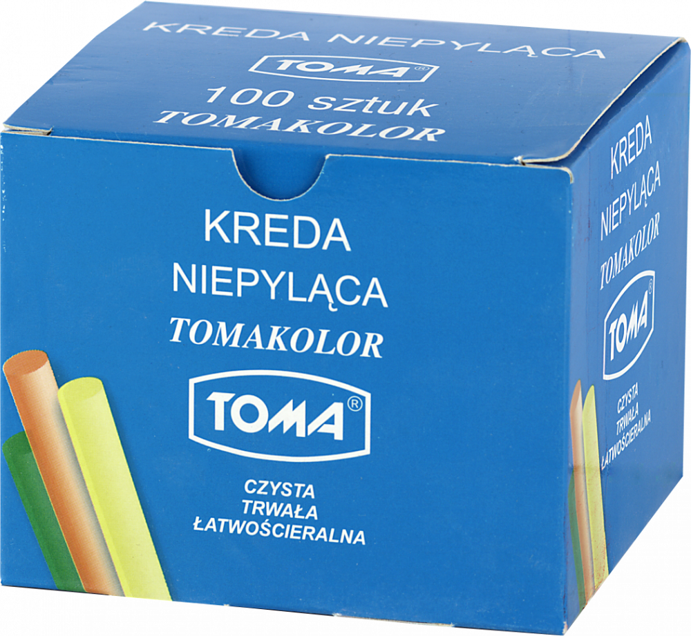 Kreda szkolna Toma, niepyląca, 100 sztuk, mix kolorów