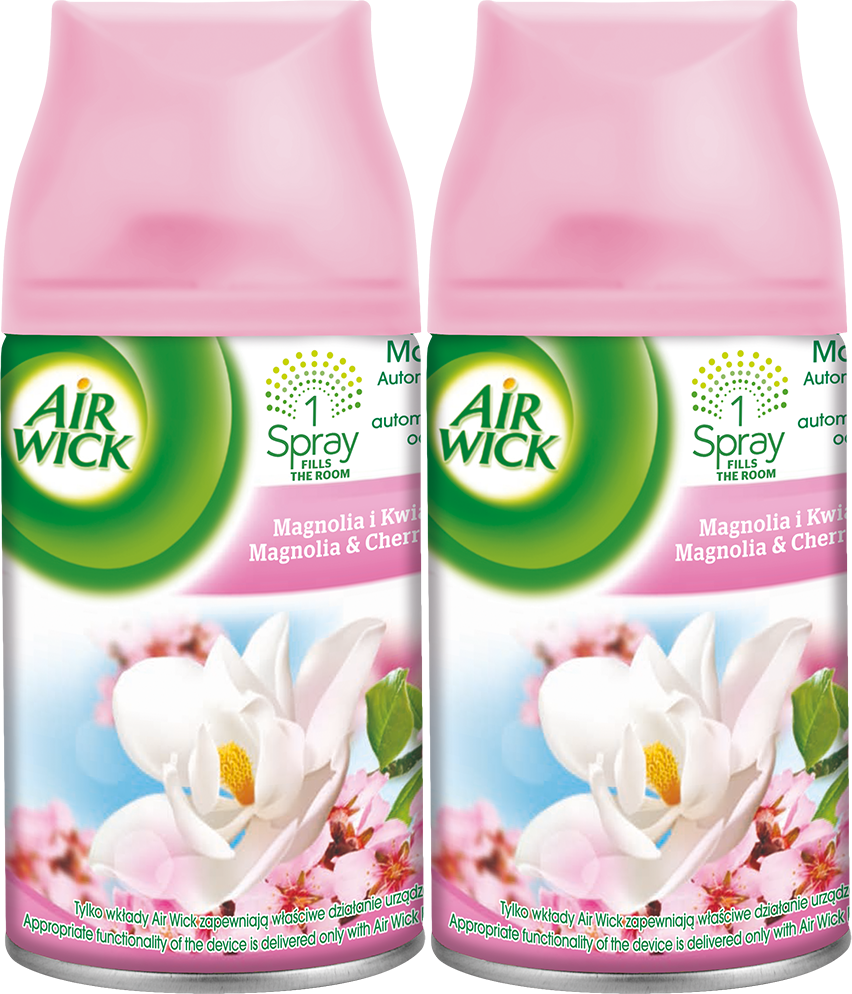 2x Wkład do odświeżacza powietrza Air Wick Freshmatic spray 250 ml Magnolia i Kwiat Wiśni