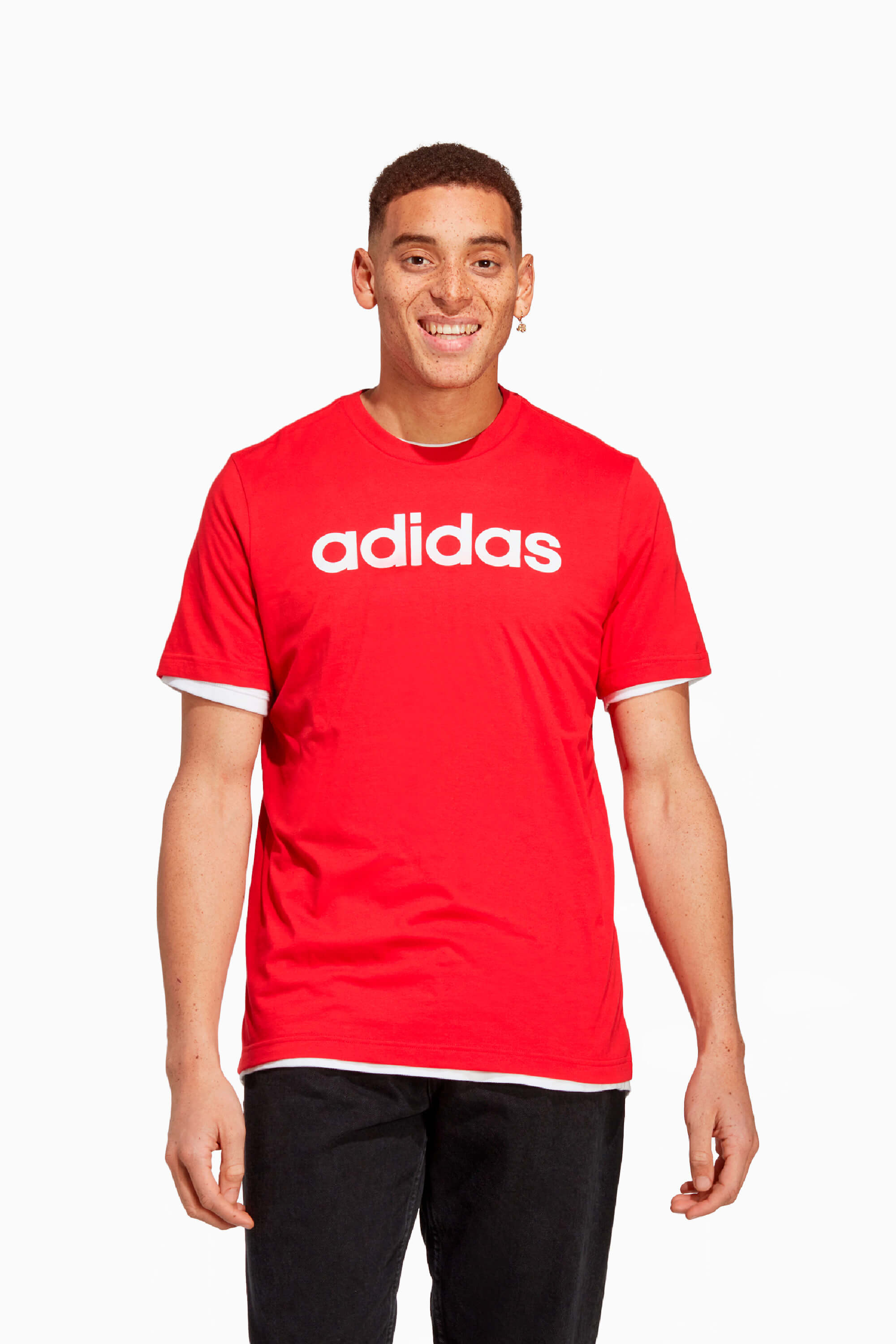 Koszulka adidas Essentials Linear Logo Tee - Czerwony
