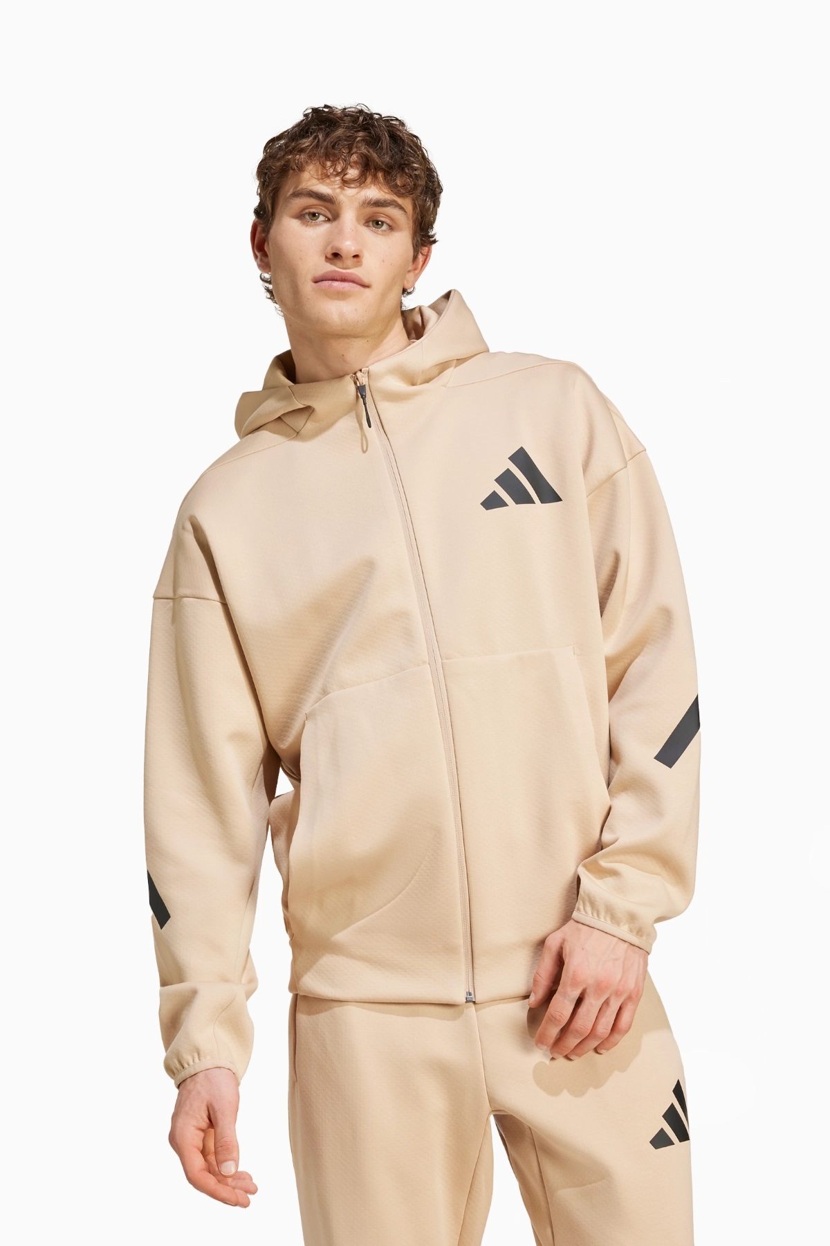 Bluza z kapturem adidas Z.N.E. Full-Zip - Beżowy