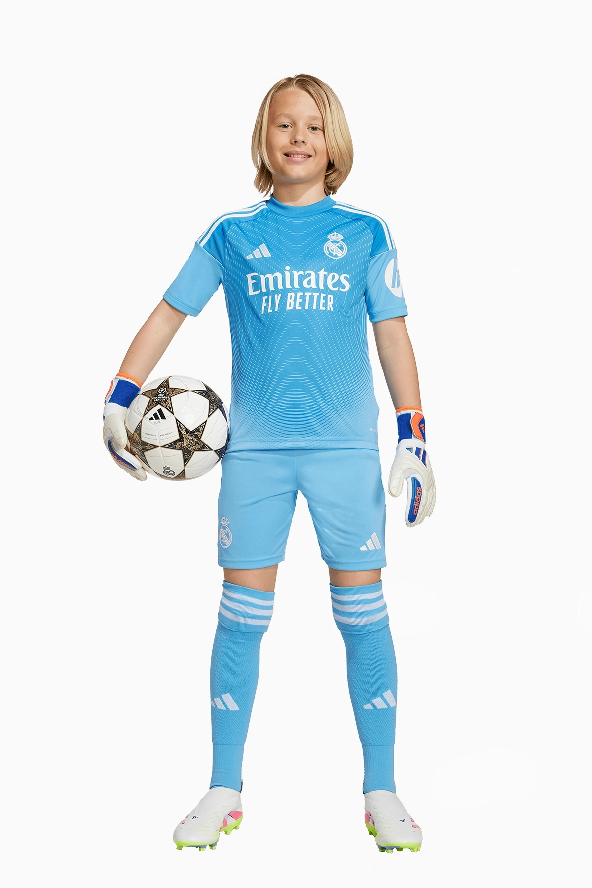 Komplet bramkarski adidas Real Madryt 25/26 Domowy Junior - Niebieski