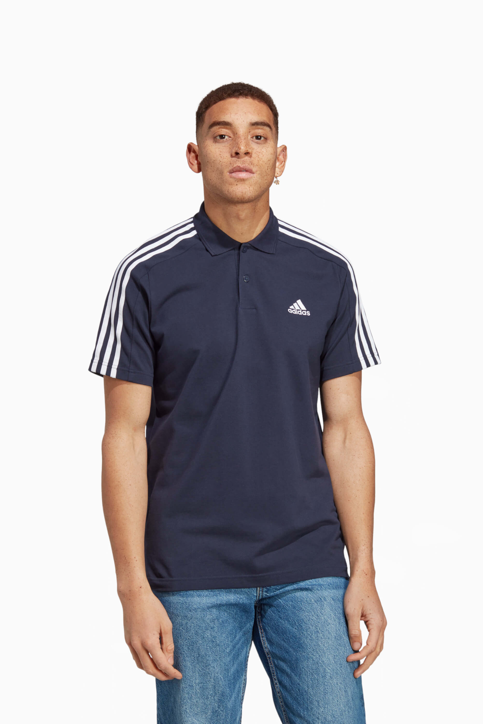Koszulka adidas Essentials Pique 3-Stripes Polo - Granatowy