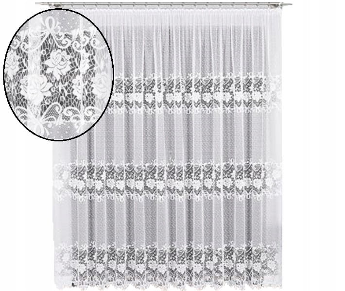 Firana żakardowa Demetria kwiaty 250x250 - elegancka do salonu
