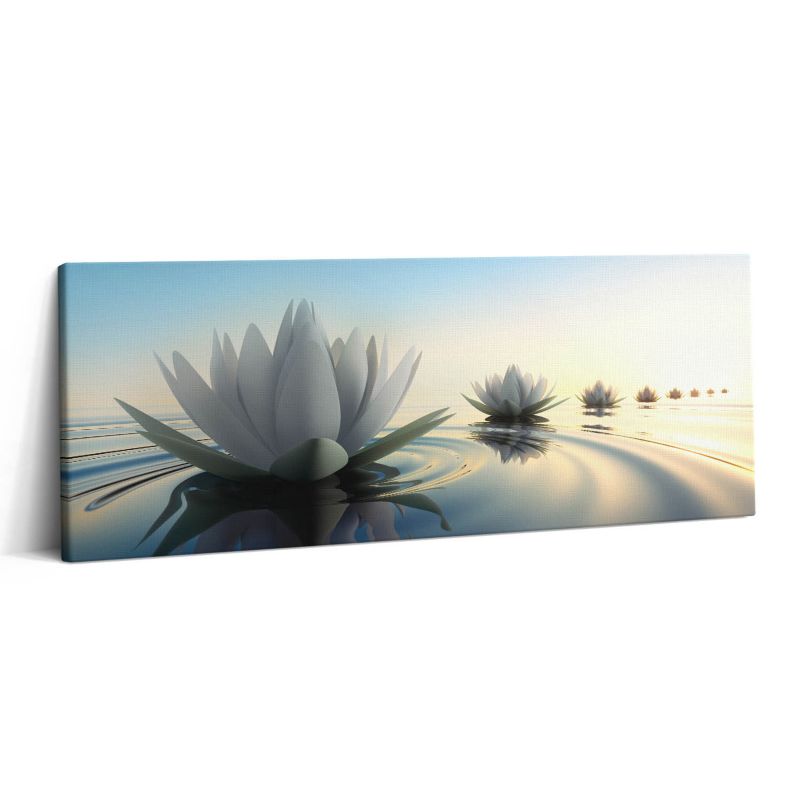 Obraz na płótnie Wallfluent 125x50 cm Kwiaty lilie na wodzie 1 szt.