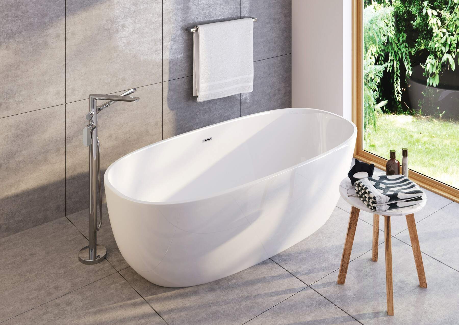 Deante Alpinia wanna wolnostojąca 150x73,5 cm owalna biały połysk KDU015W - Wysyłka w 24h