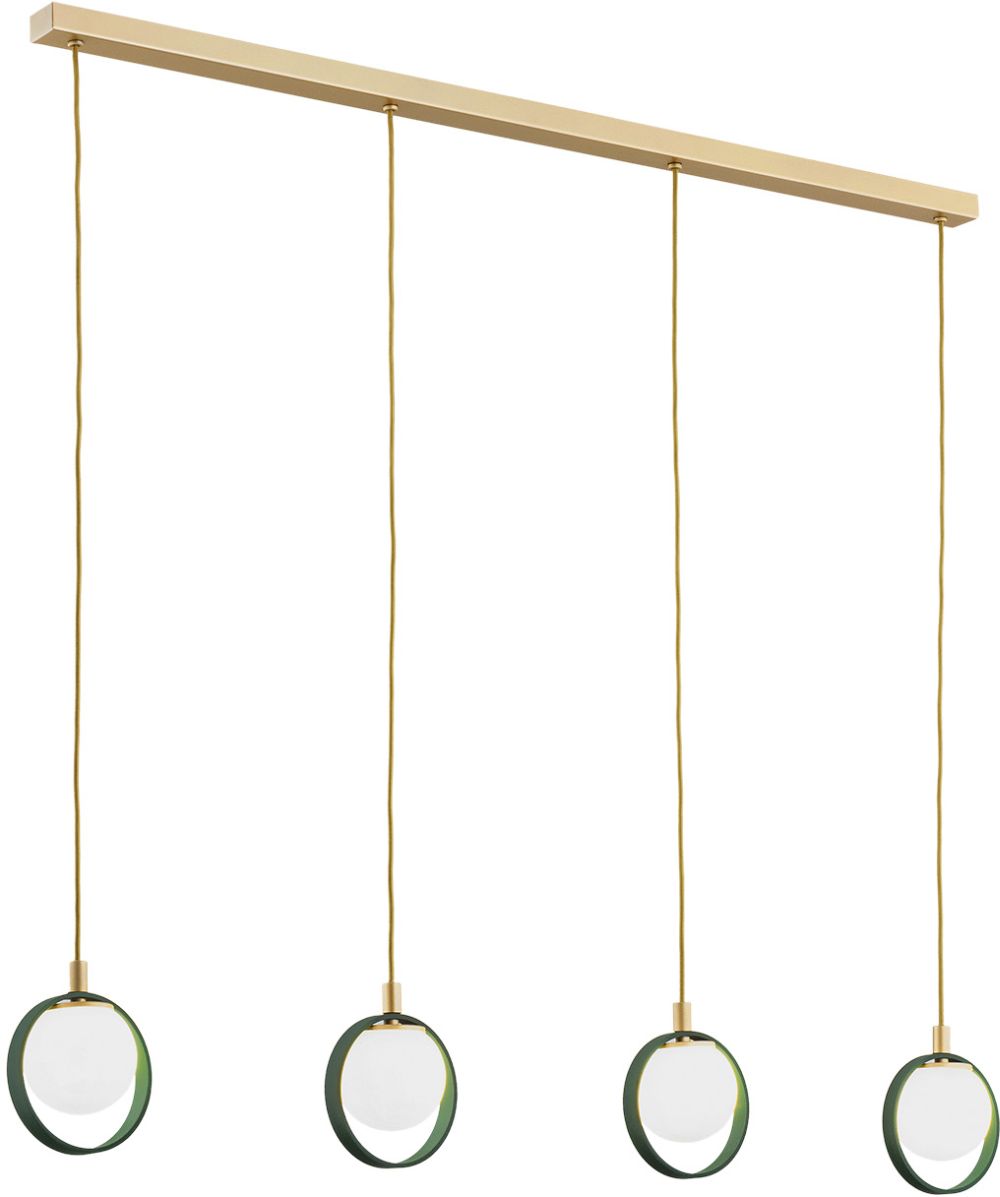Argon Saturnia lampa wisząca 4x6W opal mat/złoty/zielony 1808