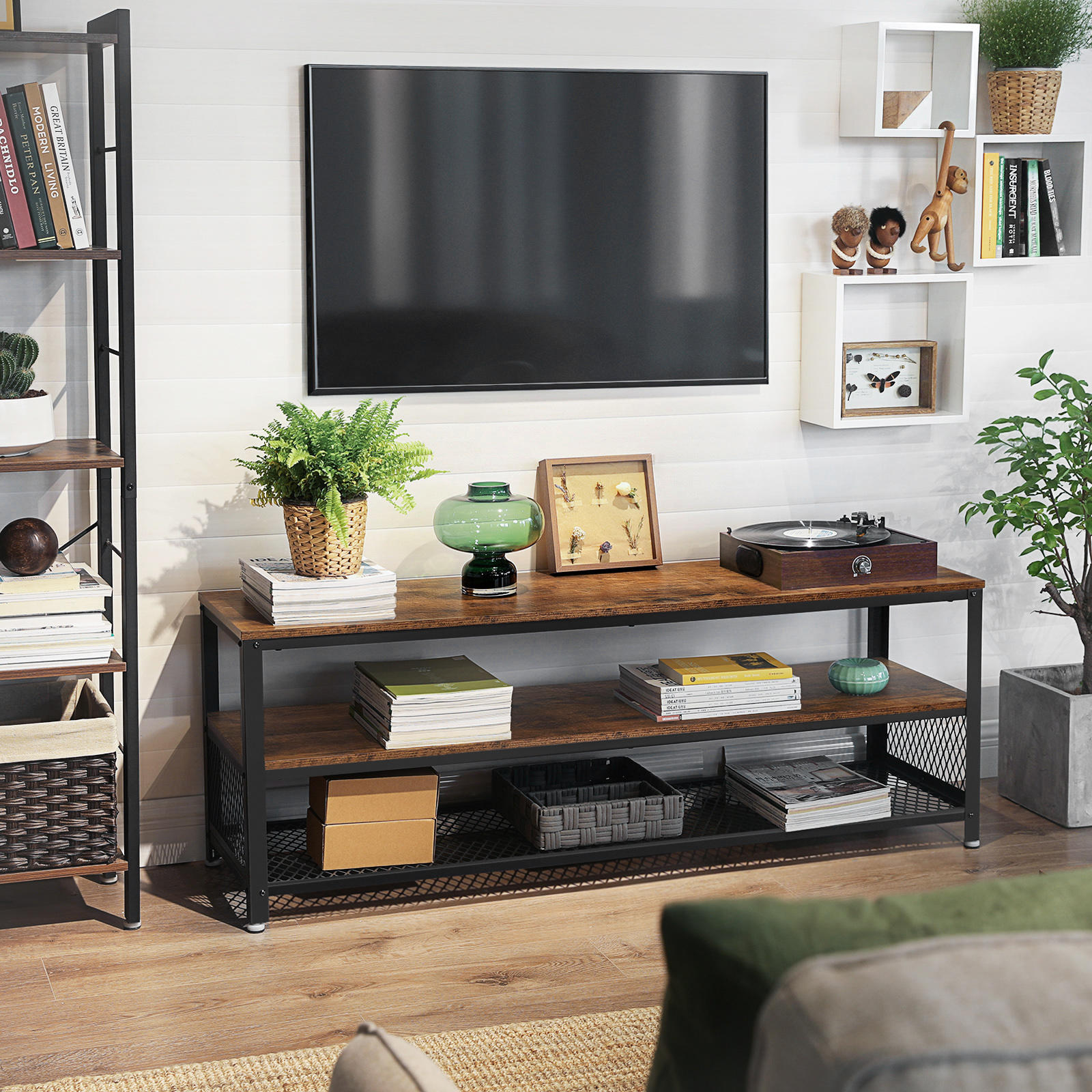 Nowoczesny stolik pod telewizor z elementami vintage LTV rustic brown
