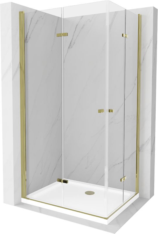 Kabina prysznicowa Mexen Lima Duo składana 90 x 80 cm transparent złota + brodzik Flat