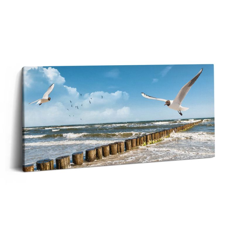 Obraz na płótnie Wallfluent 140x70 cm Ptak nad morzem 1 szt.