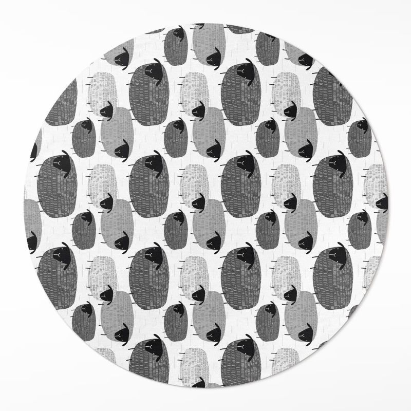 Okrągły Dywan Winylowy Wallfluent fi110 cm Malowane owce 1 szt.