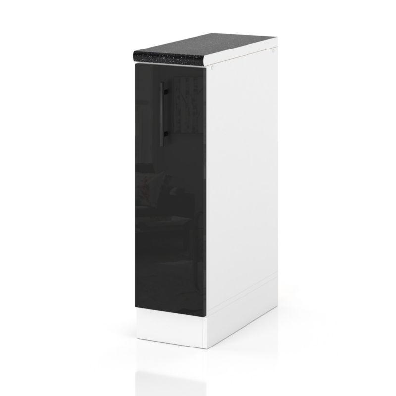 Szafka Kuchenna Hurtownia-Mebli Stojąca D15 sPremium 15cm Biały Mat Czarny Połysk 15x52x85 cm 1szt.