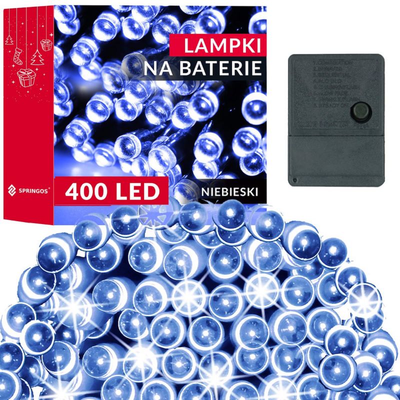 Lampki świąteczne 400 led Springos, niebieskie 27,5 m choinkowe 1 szt.