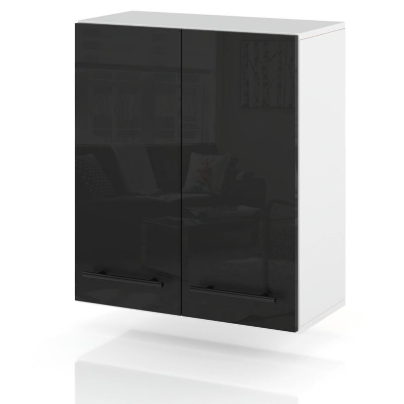 Szafka Kuchenna Hurtownia-Mebli Wisząca W60 sPremium 60cm Biały Mat Czarny Połysk 60x32x72 cm 1szt.