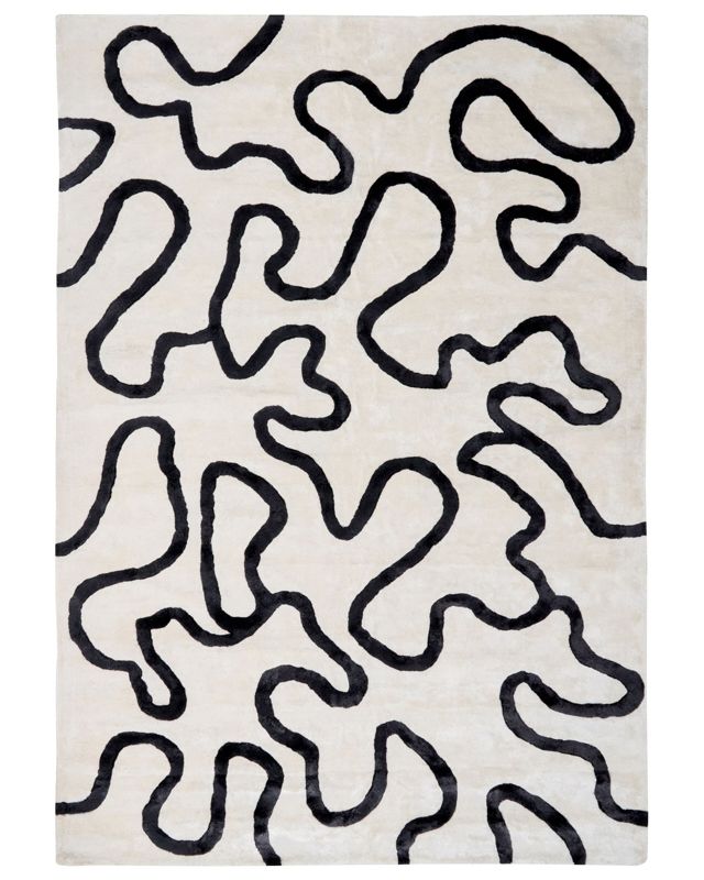 Dywan z wiskozy wzór abstrakcyjny 160 x 230 cm biały z czarnym Kappar 1 szt.