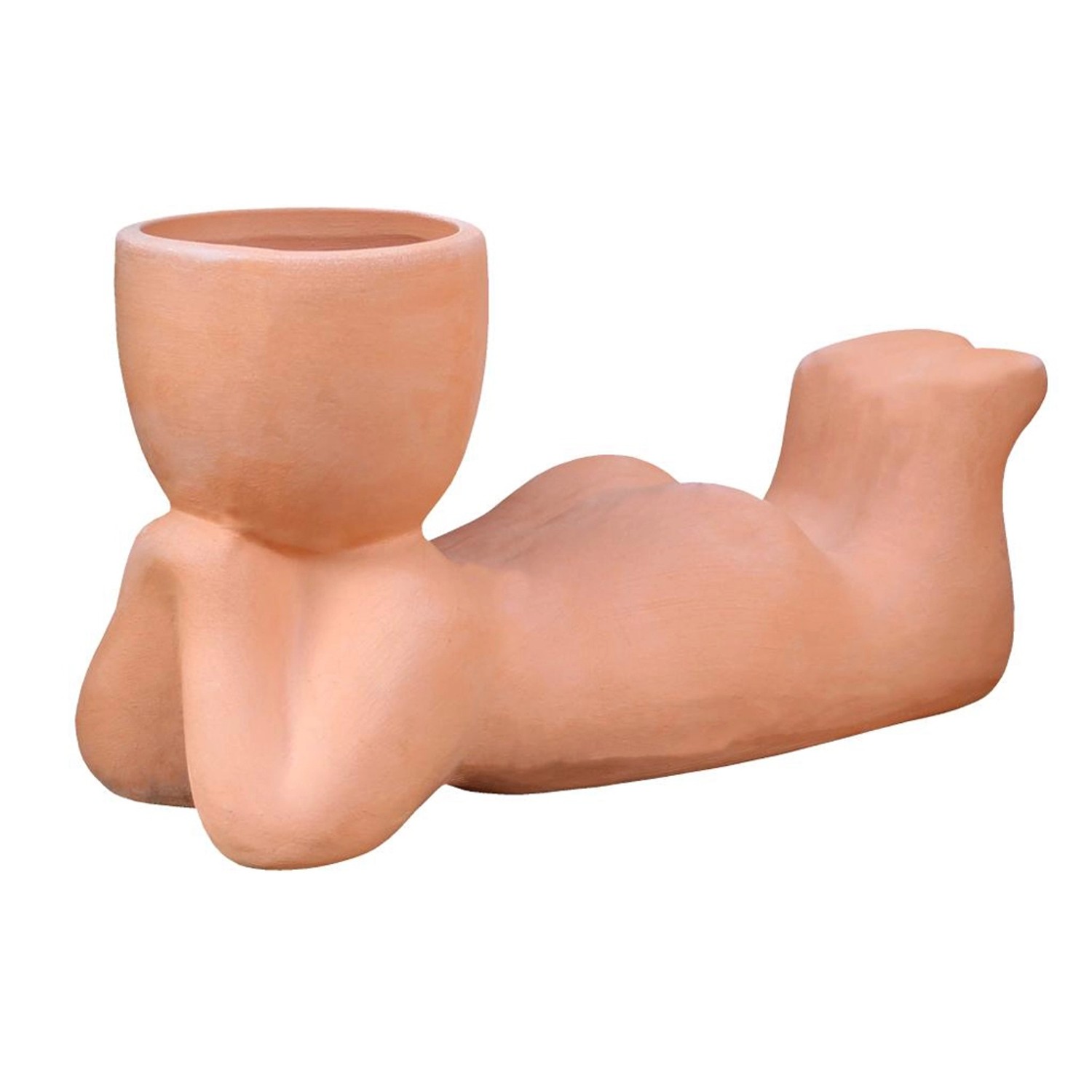 Osłonka Ludzik leżący ceramiczna terrakota - 21,5 x 9,5 cm