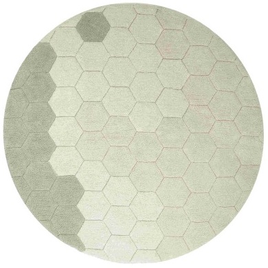 Dywan bawełnainy okrągły Ø 140 , Round Honeycomb Blue Sage, Plaster Miodu, Planet Bee, Lorena Canals KC