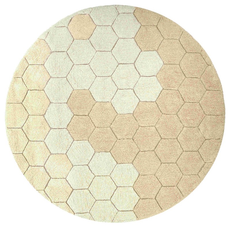 Dywan bawełnainy okrągły Ø 140 , Honeycomb golden, Plaster Miodu,Planet Bee, Lorena Canals KC