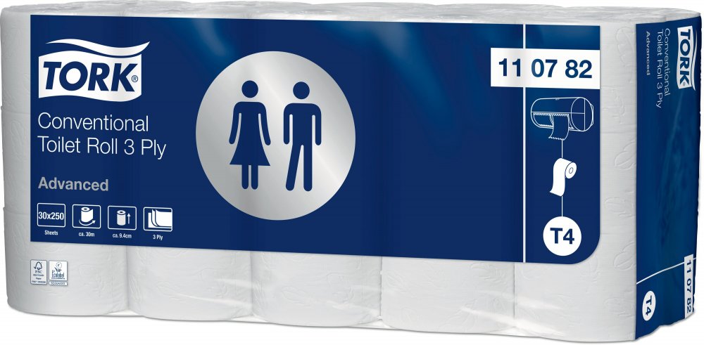 Papier toaletowy Tork Advanced 110782, 3-warstwowy, 9.4cmx30m, 30 rolek, biały