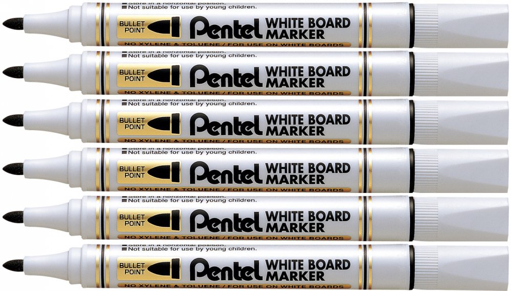 6x marker suchościeralny Pentel MW85, okrągła, 4.4mm, czarny