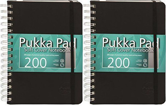 2x Kołonotatnik Pukka Pad Soft Cover, A5, w kratkę, 100 kartek, czarny