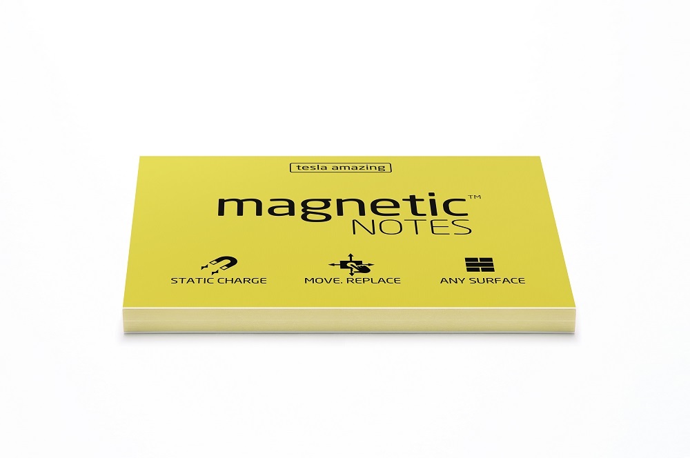 Karteczki elektrostatyczne Magnetic, 100x70mm, 100 sztuk, żółty