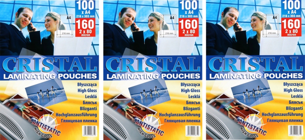 3x Folia do laminowania Argo, 216x303mm, A4, 2x80 μm, antystatyczna, 100 sztuk