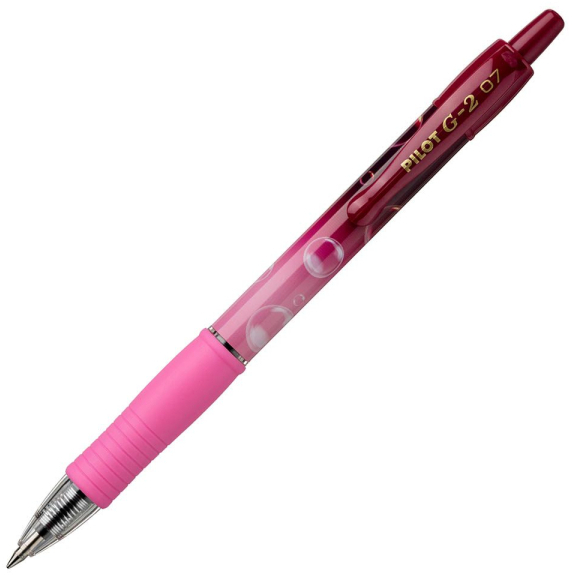 Długopis żelowy Pilot G-2 Bubble, automatyczny, 0.7mm, obudowa różowa/wkład niebieski