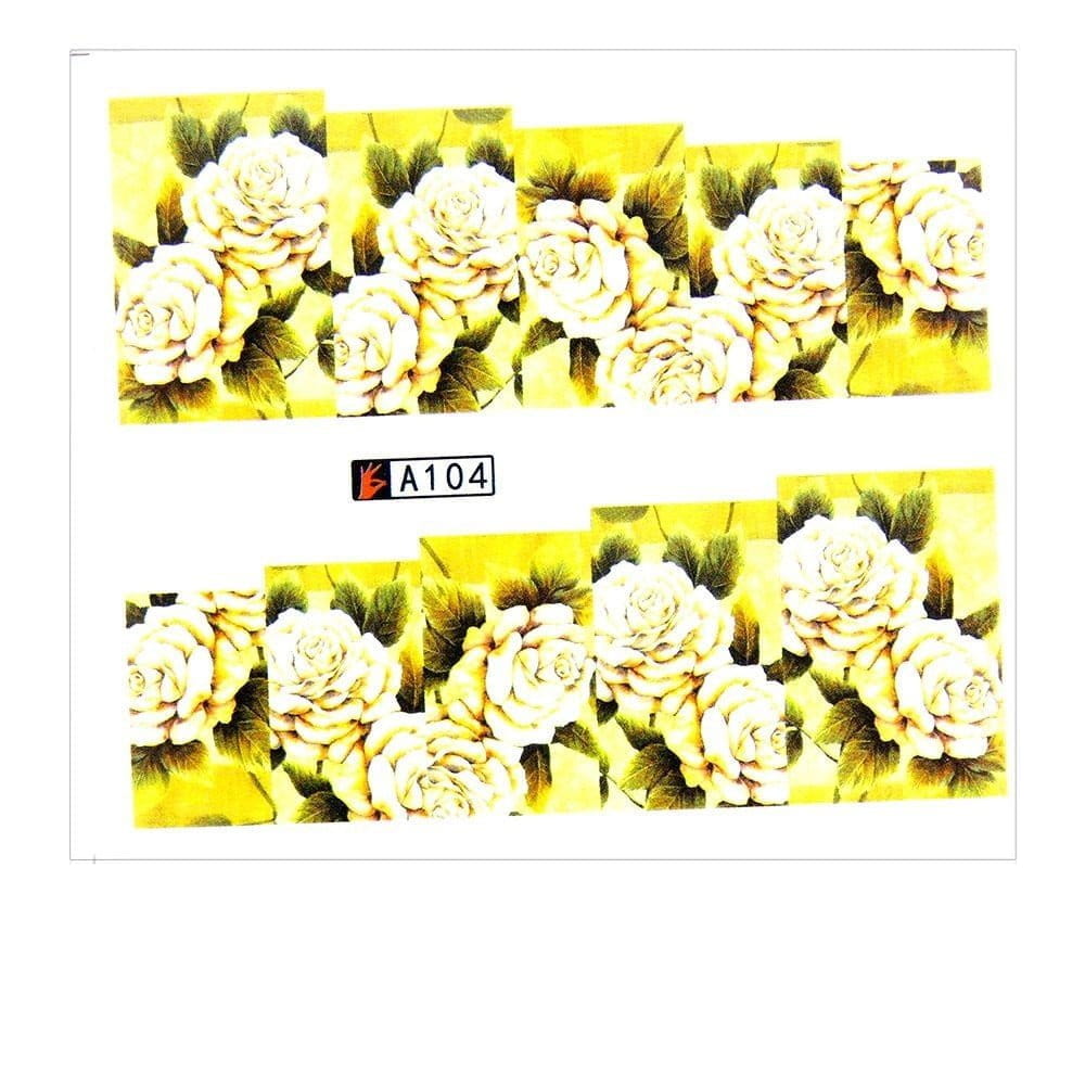 Naklejki wodne do paznokci arkusz 6,5 x 5,5 cm na 10 palców a Nr 104