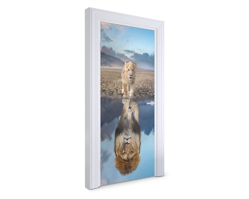 Naklejka na drzwi Wallfluent 95x205 cm Koty i kwiaty 1 szt.