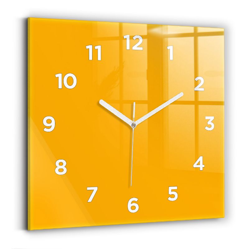 Zegar z białymi wskazówkami Wallfluent 30x30 cm Ciemny Żółty Szklany 1 szt.
