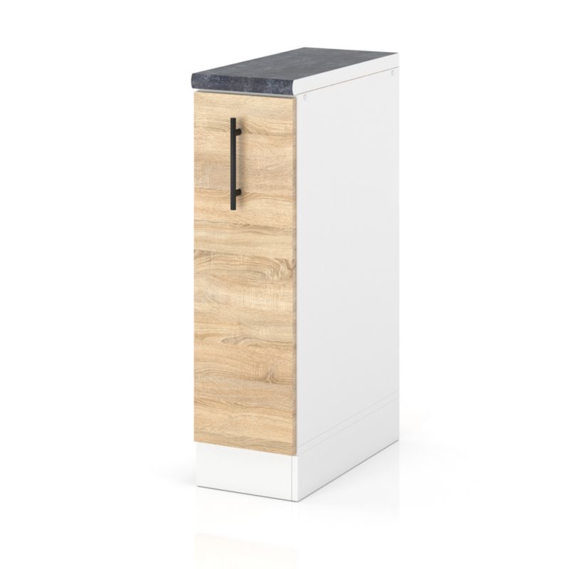 Szafka Kuchenna Hurtownia-Mebli Stojąca D15 sPremium 15cm Biały Mat Dąb Sonoma 15x52x85 cm 1szt.
