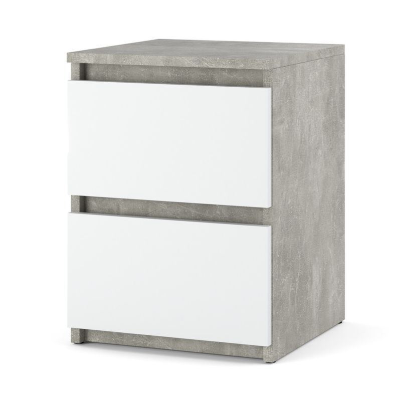 Szafka Nocna Hurtownia-Mebli Szuflady 2 Hugo 30cm Beton Biały Mat 30x30x40 cm 1szt.