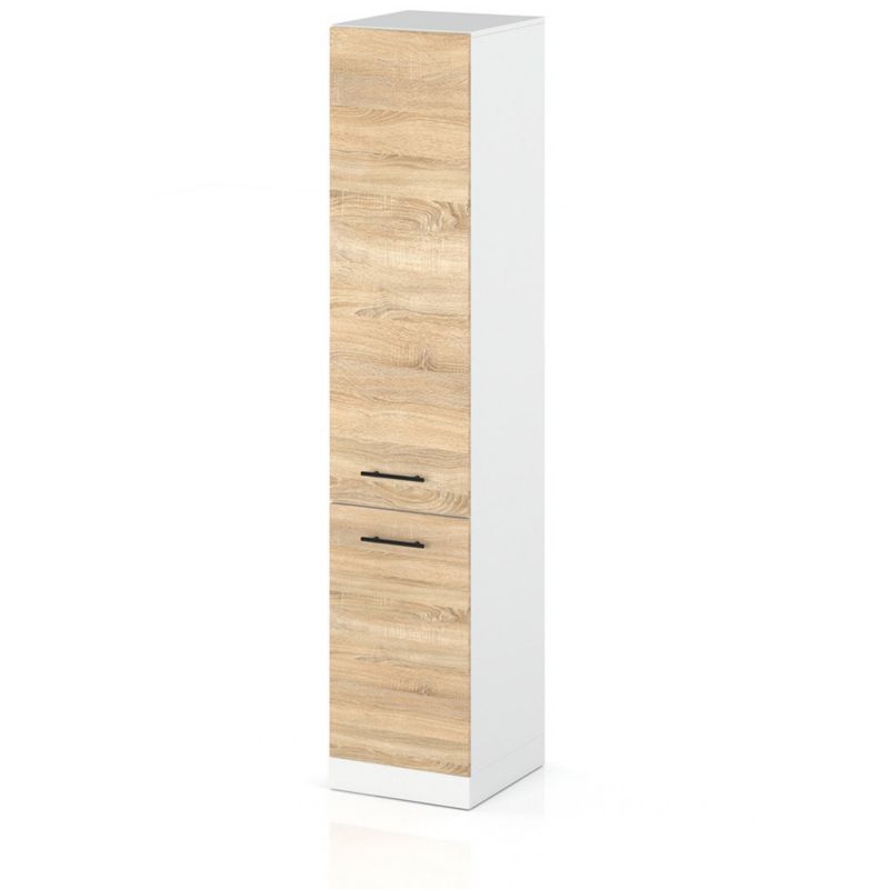 Szafka Kuchenna Hurtownia-Mebli Stojąca Słupek S40 sPremium 40cm Biały Mat Dąb Sonoma 40x58x211 cm 1szt.