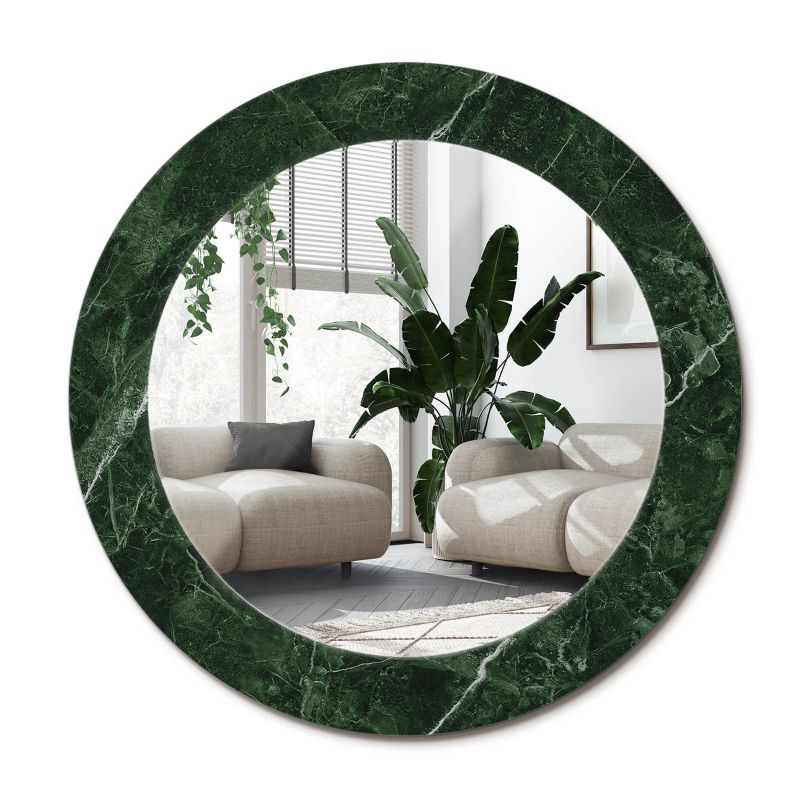 Lustro ścienne z ozdobnym szklanym obramowaniem Wallfluent fi80 cm Zielony marmur 1 szt.