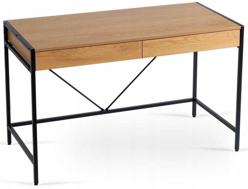 Biurko Ally Mebel Elite 123 cm Dąb złoty/Czarne Czarny Stelaż 1 szt.