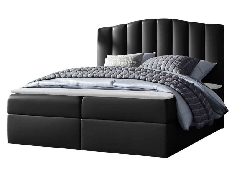 Łóżko kontynentalne MIRJAN 24 Lindos 180x200 czarna ekoskóra 1 szt.