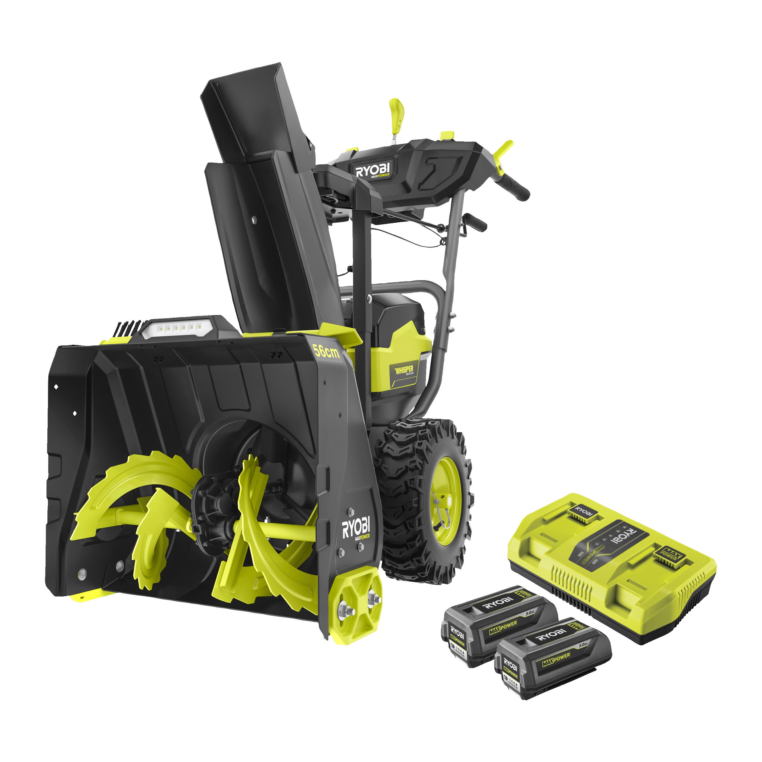 Bezszczotkowa odśnieżarka 56cm, 36V MAX POWER w zestawie z dwoma akumulatorami 5.0 Ah i ładowarką