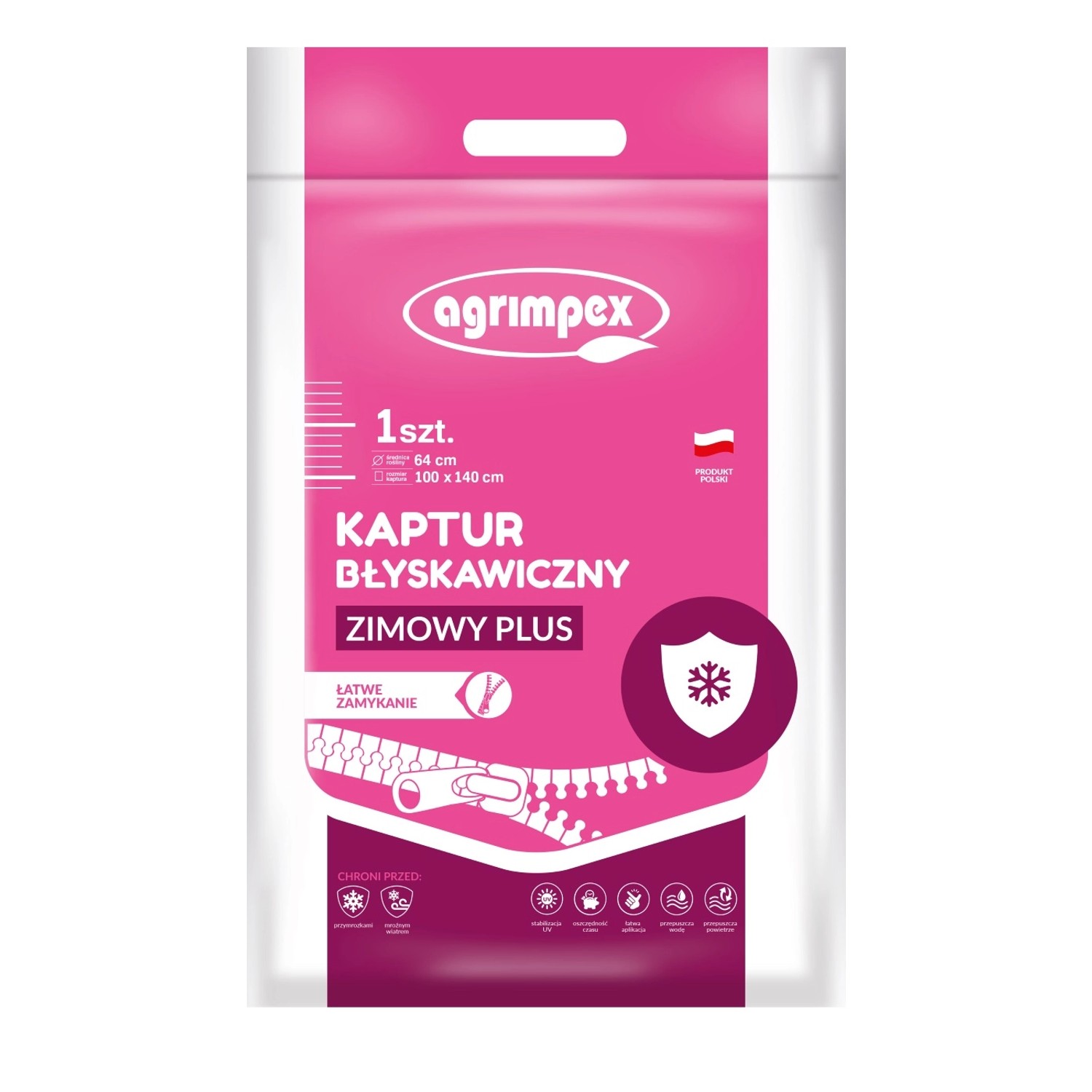 Kaptur zimowy na zamek PLUS 100 x 140 cm