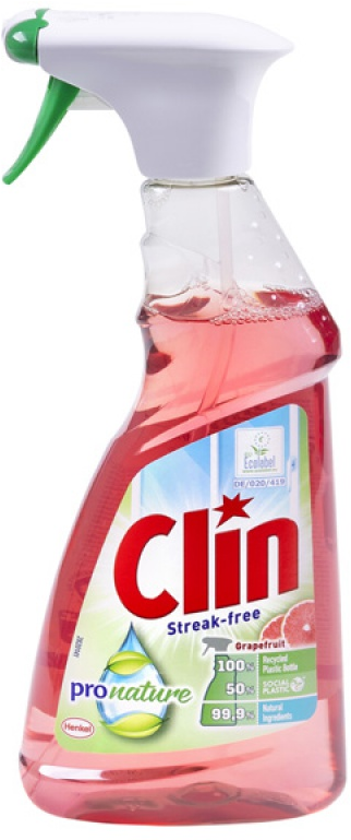 Płyn do mycia szyb Clin Pro Nature, z rozpylaczem, grapefruit, 500ml