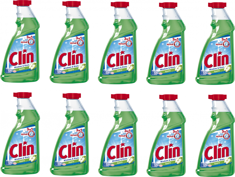 10x Płyn do mycia szyb Clin, zapas, jabłkowy, 500ml