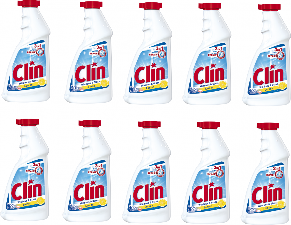 10x Płyn do mycia szyb Clin, zapas, Lemon, 500ml