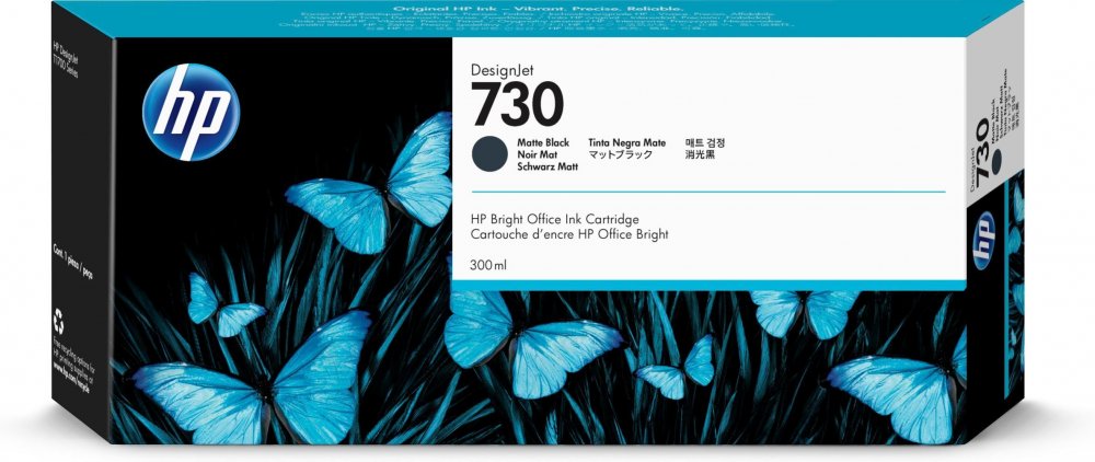 Tusz HP 730 (P2V71A), 300ml, matte black (czarny matowy)