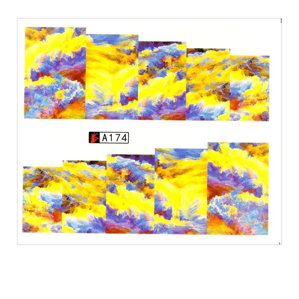 Naklejki wodne do paznokci arkusz 6,5 x 5,5 cm na 10 palców a Nr 174