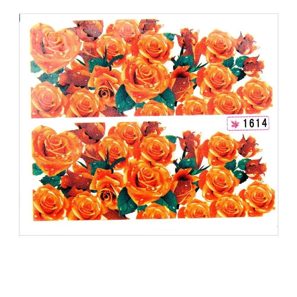 Naklejki wodne do paznokci arkusz 6,5 x 5,5 cm na 10 palców Nr 1614