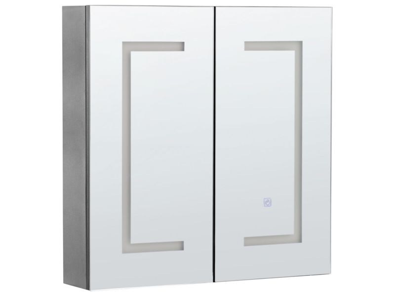 Szafka łazienkowa wisząca z lustrem LED 60 x 60 cm czarna Mazarredo 1 szt.
